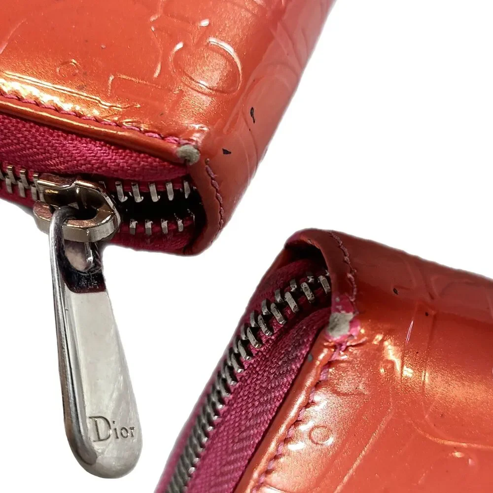 Christian Dior Authentic Ultimate Voyager Coral Orange Leather Zippy Long Wallet - Picture 6 of 11